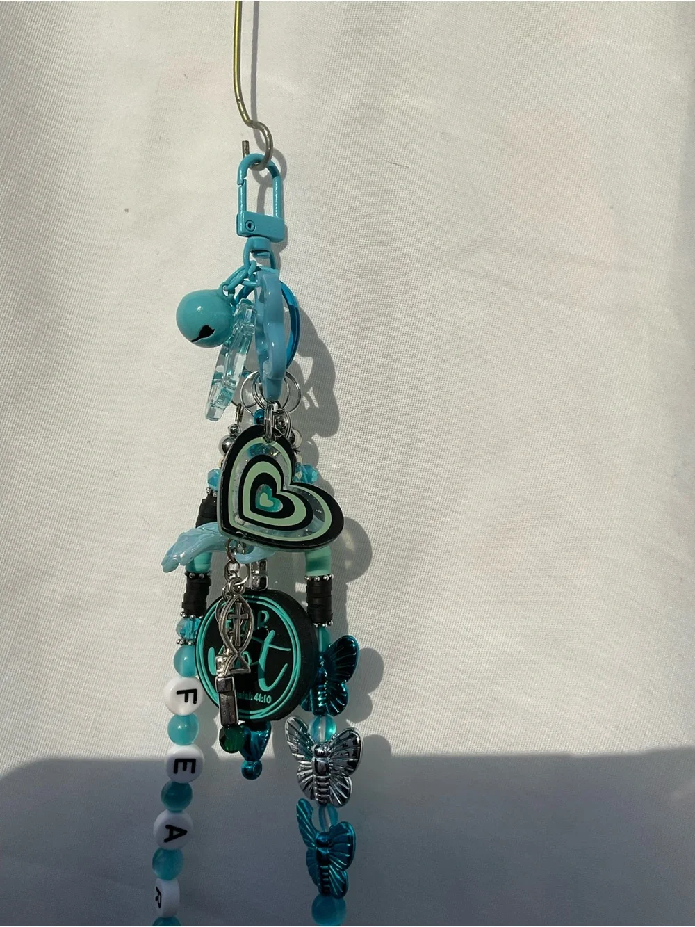 Handmade keychain “Fearless” with beaded keyfob
